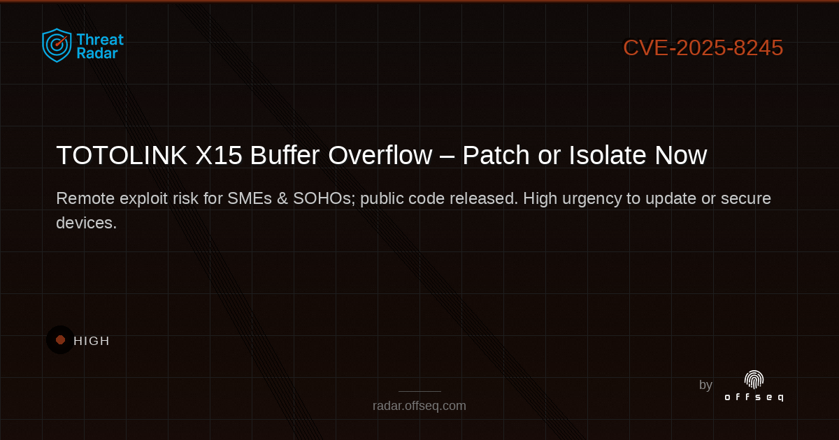 Offensive Sequence: "🔒 HIGH severity (CVSS 8.7) buffer overflow in TOT ...