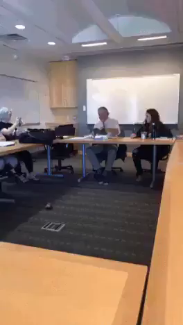 Video of a kitten running around on top of the tables at a meeting. Some get a quick pet as the cat runs by, others get their notes knocked off the table. My attendance to a meeting like this is guaranteed regardless of what the meeting is about!