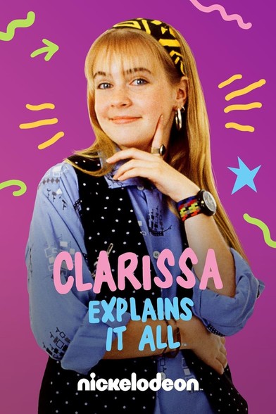 Photo of Clarissa Darling (Melissa Joan Hart) from the 90s show Clarissa Explains It All by Nickelodeon surrounded by a thick & squiggly neonline art art.