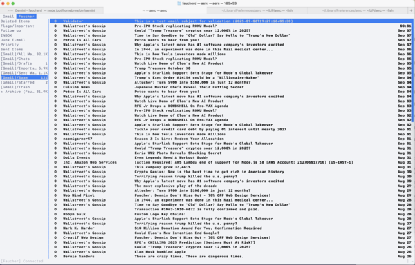 My Junk Mail folder in aerc