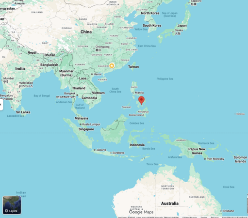 Map centered on the Philippines