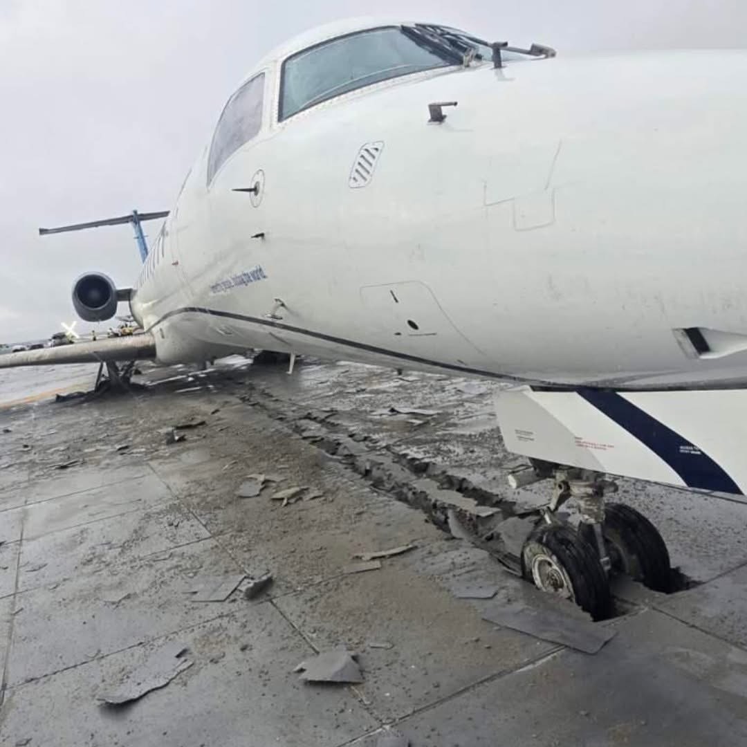 Front view of incident plane on EMAS Embraer ERJ-145XR