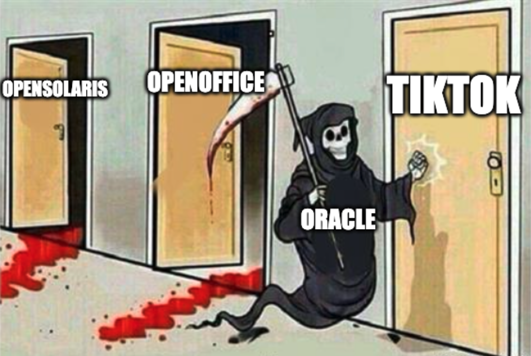 Grim Reaper (Oracle) Knocking Door Meme Doors: OpenSolaris, OpenOffice & TikTok