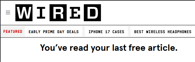 WIRED

YOU'VE READ YOUR LAST FREE ARTICLE