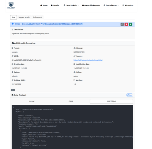rulezet.org screenshot of a Suricata rule.