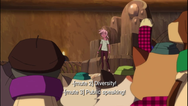 Audience responds to Kipo: 
"Diversity!"
"Public speaking!"