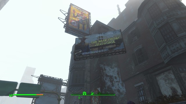Modded  movie poster in Fallout 4 for "The Man From DeadHorse" Starring Cooper Howard and Jorge Smith. 

The tagline reads "Feo, Fuente y Formal"
Byline reads 
"A California Crest Studio Production. All Rights Reserved. 
Soon Available on Radiation King Video Tape Format"