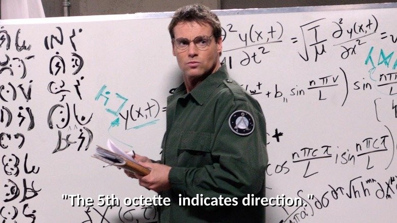 Daniel Jackson, Stargate: "The 5th octette indicates direction".