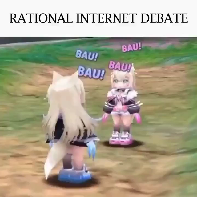Rational Internet Debate
3d animation of the FuwaMoco dog girl twins (vtubers) saying BAU! BAU! at each other.