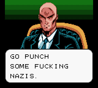 Death Generator for X-Men and Professor X is saying "Go punch some fucking Nazis."
