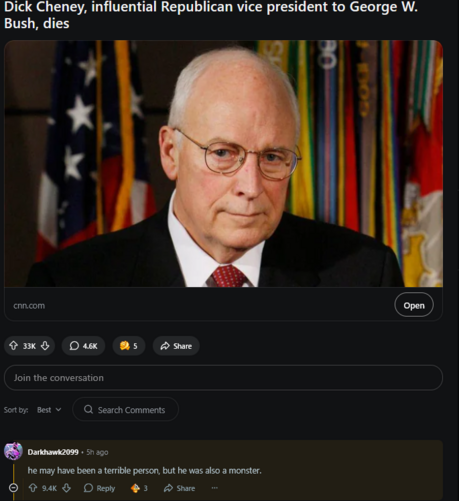 Dick Cheney, influential Republican vice president to George W.
Bush, dies
