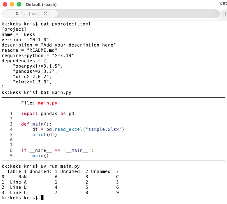 The script from above, and running it. It works.