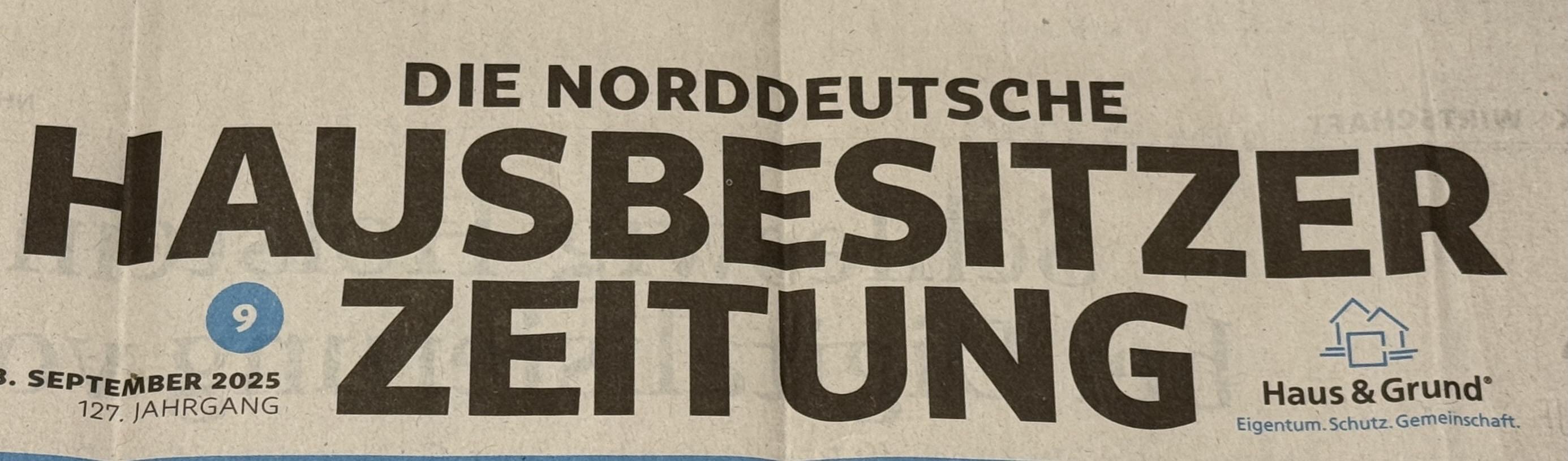 Kopfzeile “Die Norddeutsche Hausbesitzer Zeitung”