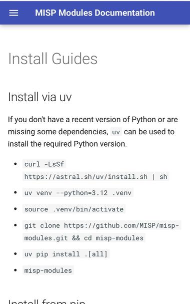 If you want a quick way to install misp-modules, the installation via ‘uv’ is super easy