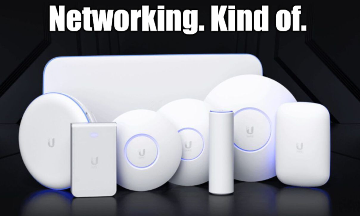 Picture of Unity gear with the text "Networking. Kind of."