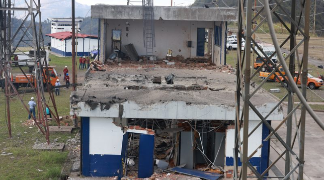 Image of a bombed-out substation in San Bernardino, Caracas.