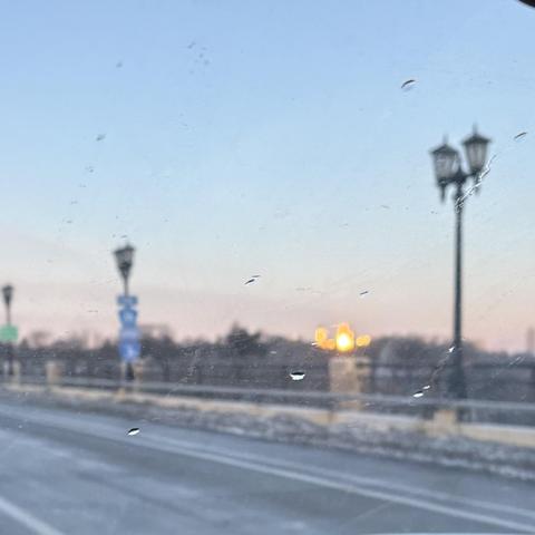 Sunrise reflecting off downtown buildings