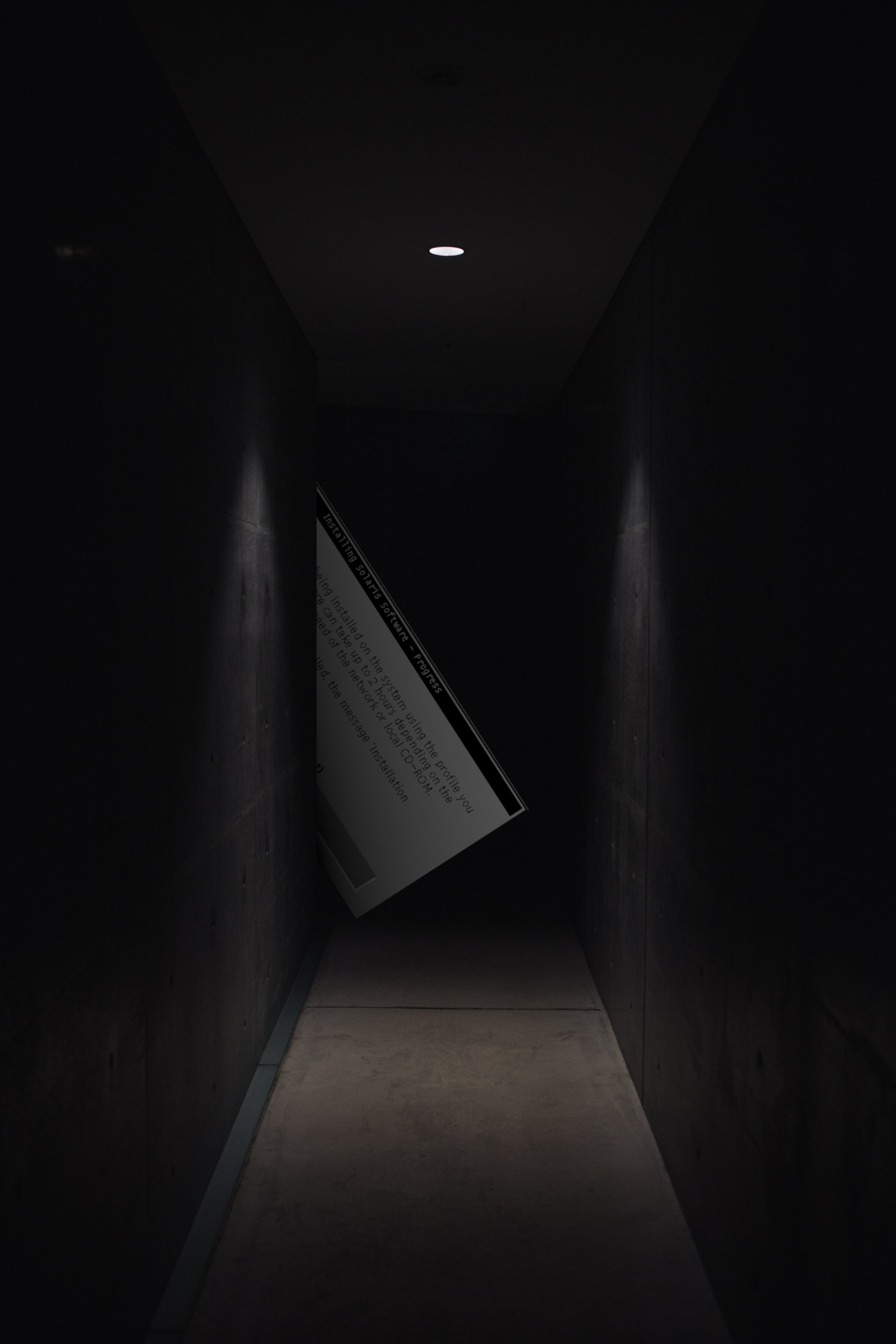 The Solaris installer, stalking the poster from the back of a dark hallway.