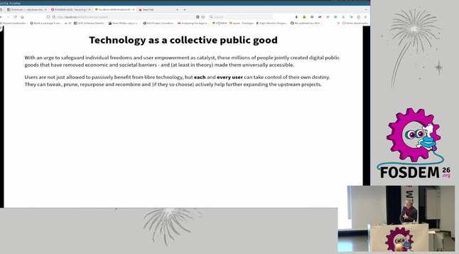 Michiel Leenaars with a slide titles 'Technology as a collective public good'