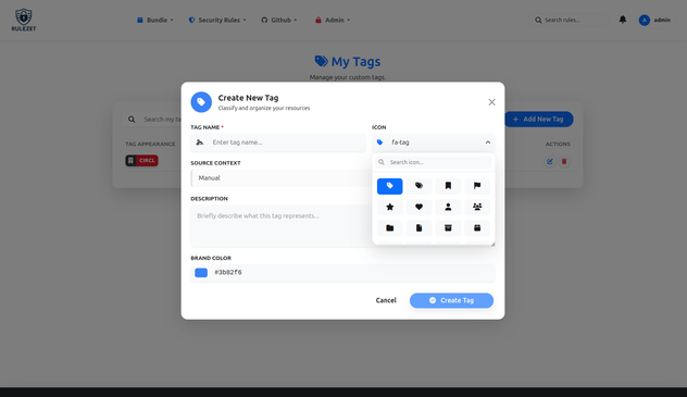 Tag creation in rulezet.org