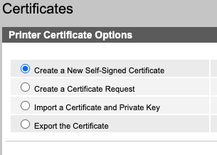 LaserJet web page - generate a new certificate