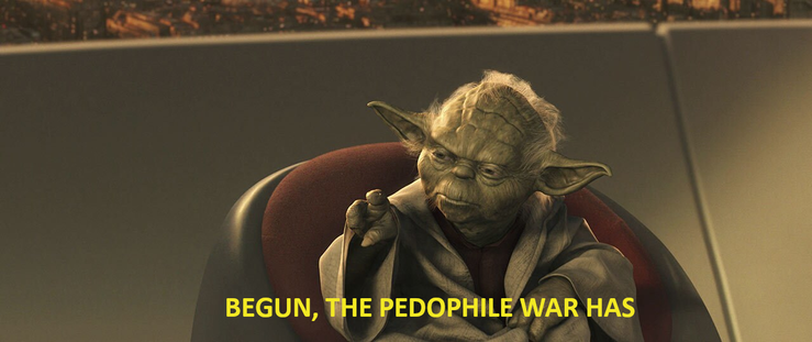 The image features a close-up shot of the character Yoda, a prominent figure from the Star Wars franchise. He is depicted in a seated position, leaning slightly forward, with his right hand raised and pointing directly at the viewer. Yoda's facial expression is serious and contemplative, with his distinctive large ears slightly perked forward and his wrinkled green skin showing signs of age and wisdom. 
Yoda is seated in a large, plush chair with a reddish-brown upholstered back and a dark, pos…