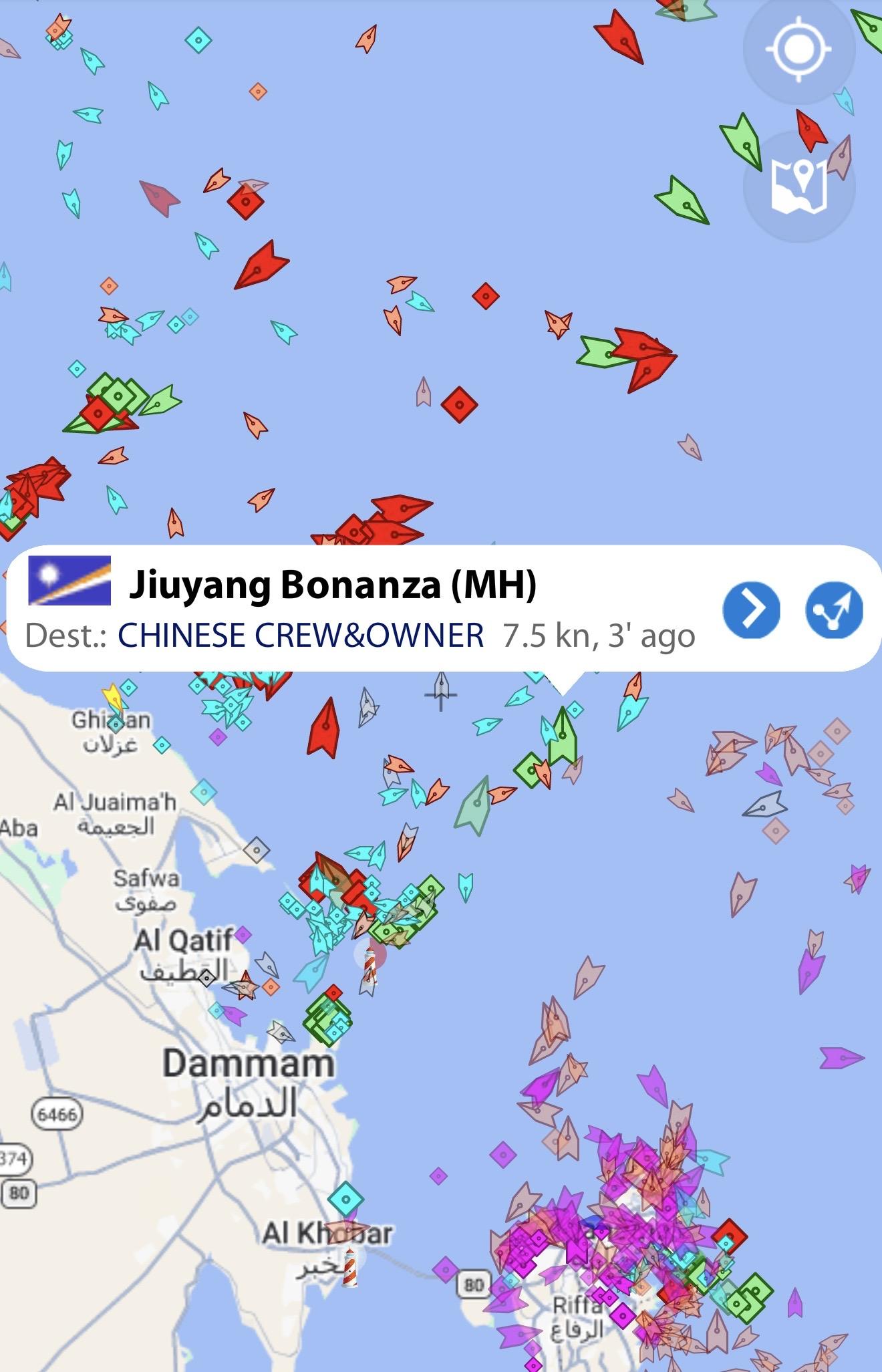 another marine traffic screenshot showing “chinese crew&owner”