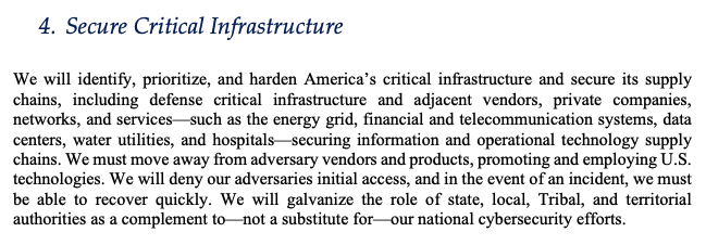 screenshot of ChatGPT-likely-generated text of the new US cyber security strategy