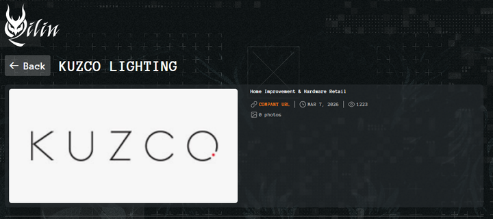 Screenshot of Ransomware Group  Qilin's page for Kuzco lighting