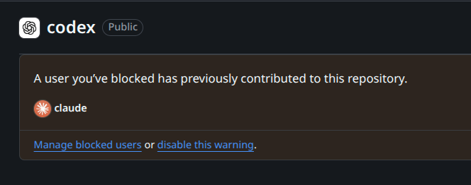 OpenAI's Codex GitHub repo showing Claude contributed to it