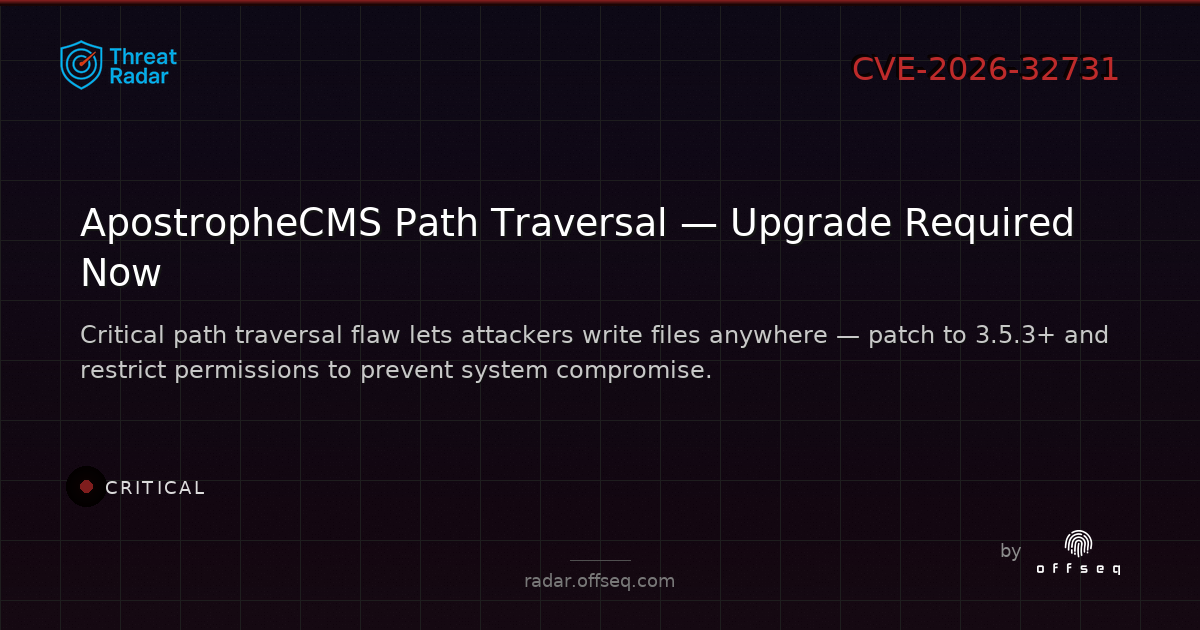 Critical threat: CVE-2026-32731: CWE-22: Improper Limitation of a Pathname to a Restricted Directory ('Path Traversal