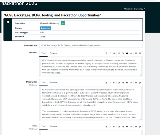 “GCVE Backstage: BCPs, Tooling, and Hackathon Opportunities”