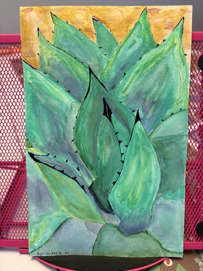 watercolor of agave plant