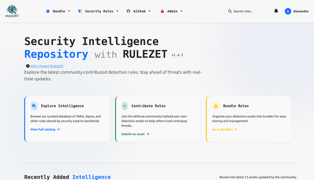 Screenshot - Security Intelligence Repository with RULEZET