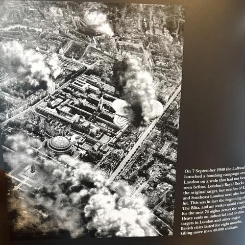 Luftwaffe bombs during the Blitz on London showing damage on the ground