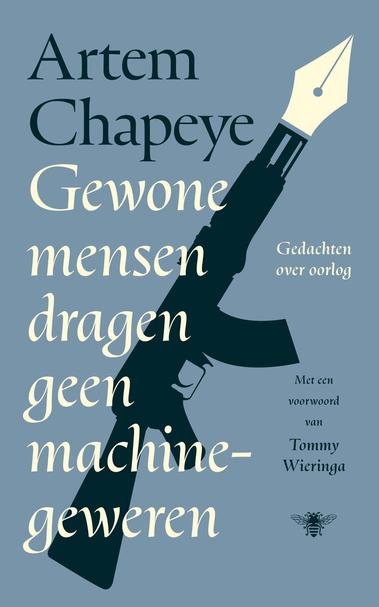Just the book cover. Text covering an ak47-fountain pen vector art mashup.