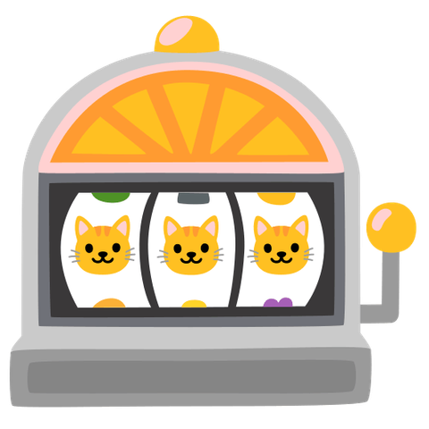 Emoji kitchen combo 🐱 + 🎰 showing a slot machine with 3 matching cat heads