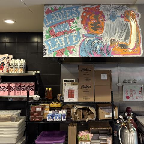 rosie the riveter as a barista