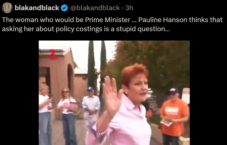 blakandblack @blakandblack 
The woman who would be Prime Minister thinks that
asking her about policy costings is a stupid question...