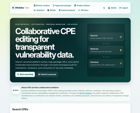Screenshot of https://cpe.gcve.eu/