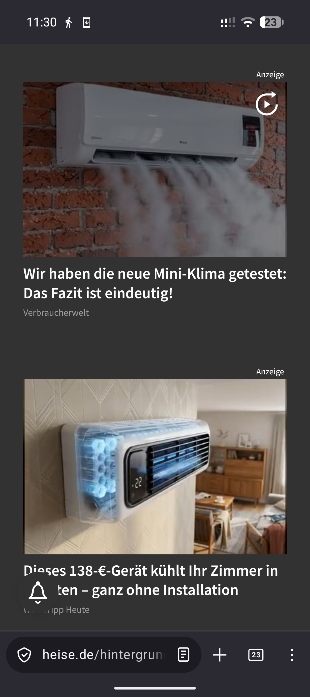 Werbung für Fake-Klimaanlagen.