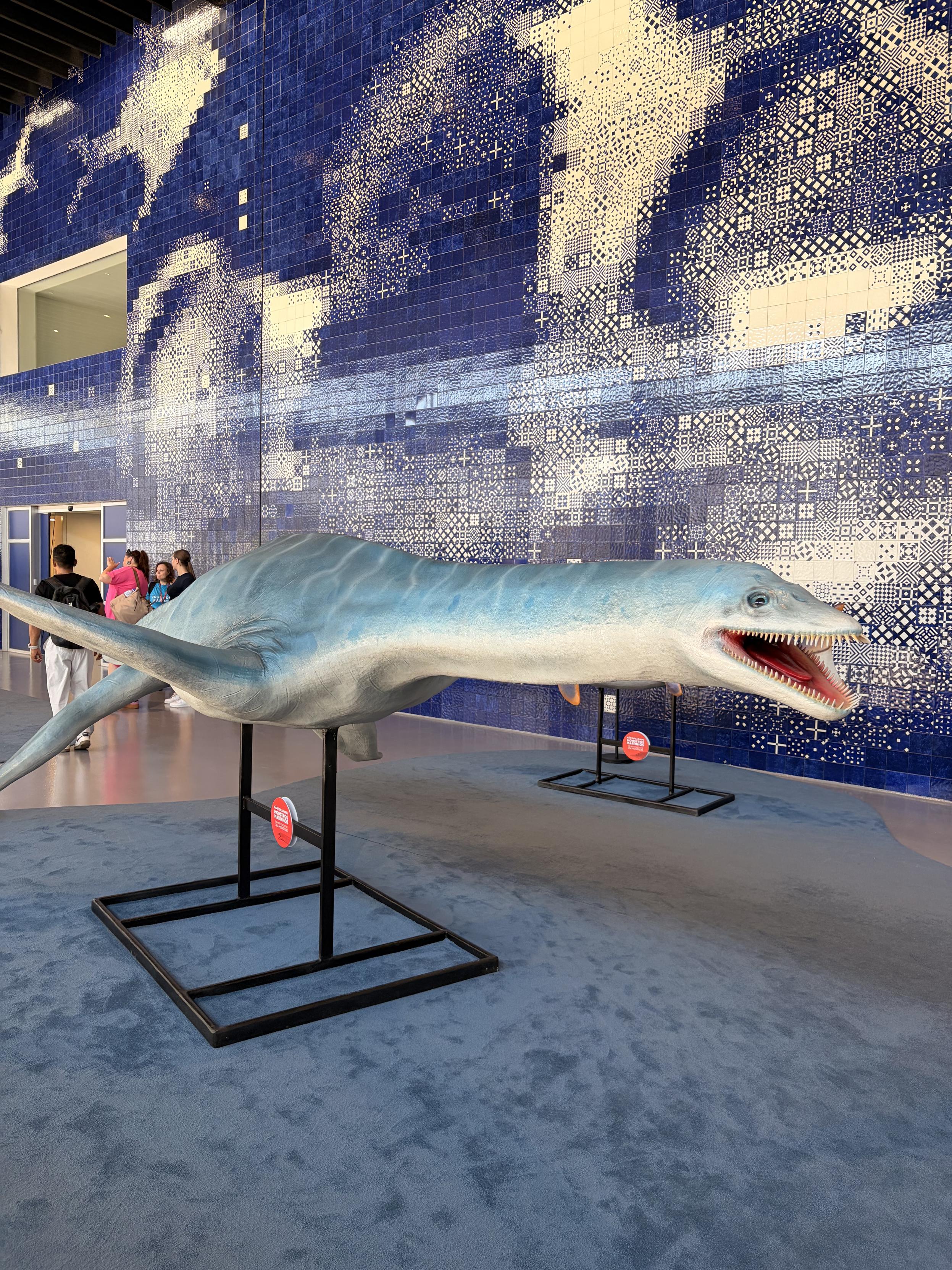 A plaster model of Portuguese footballer Christiano Ronaldo. 

Just kidding it’s a long necked sea creature from the Pleistocene period on display at the oceanário de Lisboa.