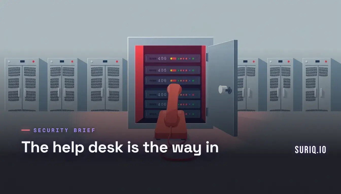 A phone line bypassing locked server-room doors to reach the core, showing help-desk social engineering