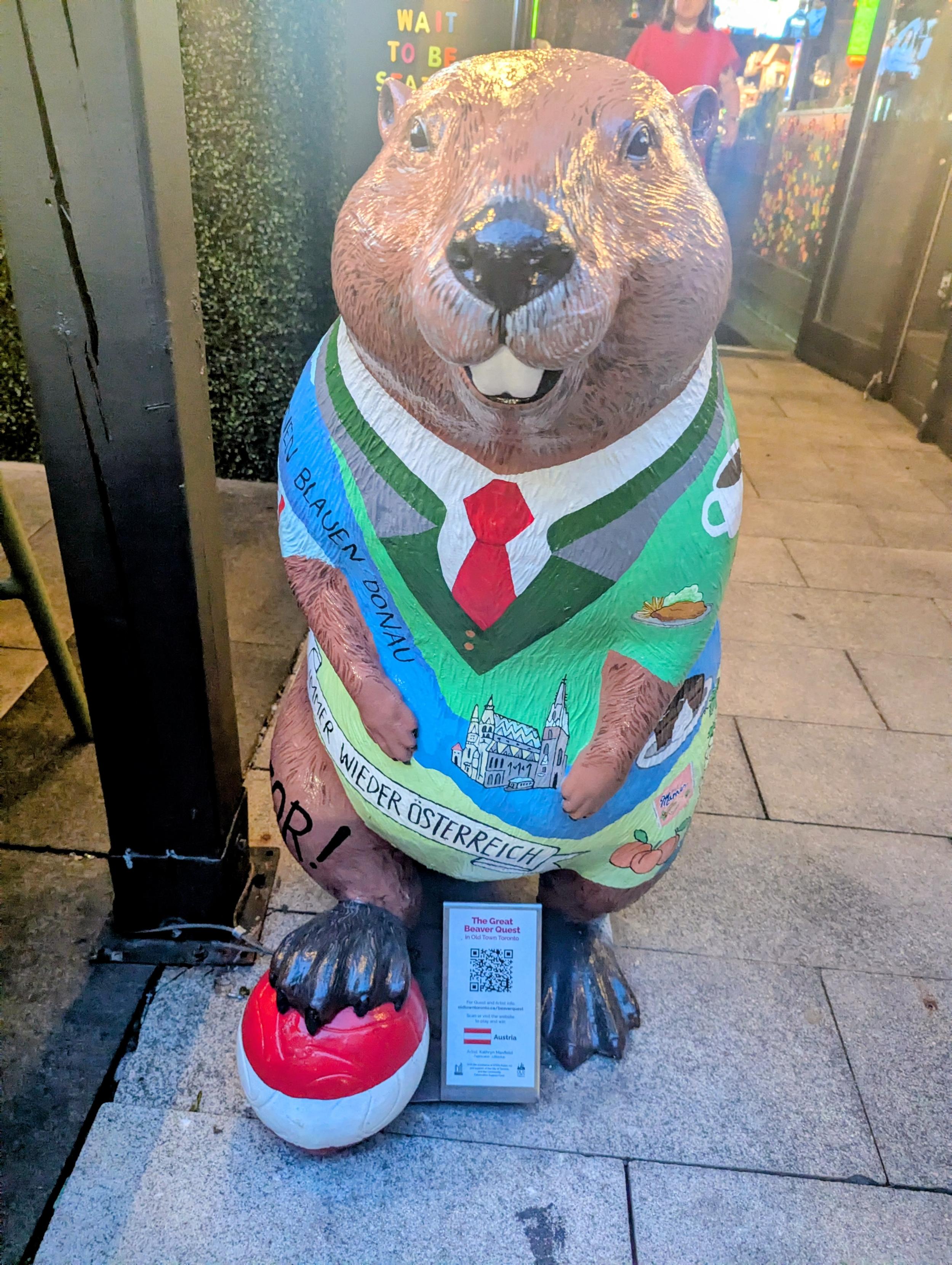 A beaver painted with Austrian stuff