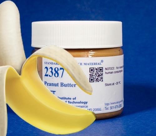 a photo of NIST STANDARD REFERENCE MATERIAL 2387 – a 170g jar of peanut butter 
 
I’ve added a banana (emoji) for scale 🙃