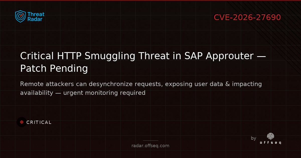 Critical threat: CVE-2026-27690: CWE-444: Inconsistent Interpretation of HTTP Requests in SAP_SE SAP Approuter