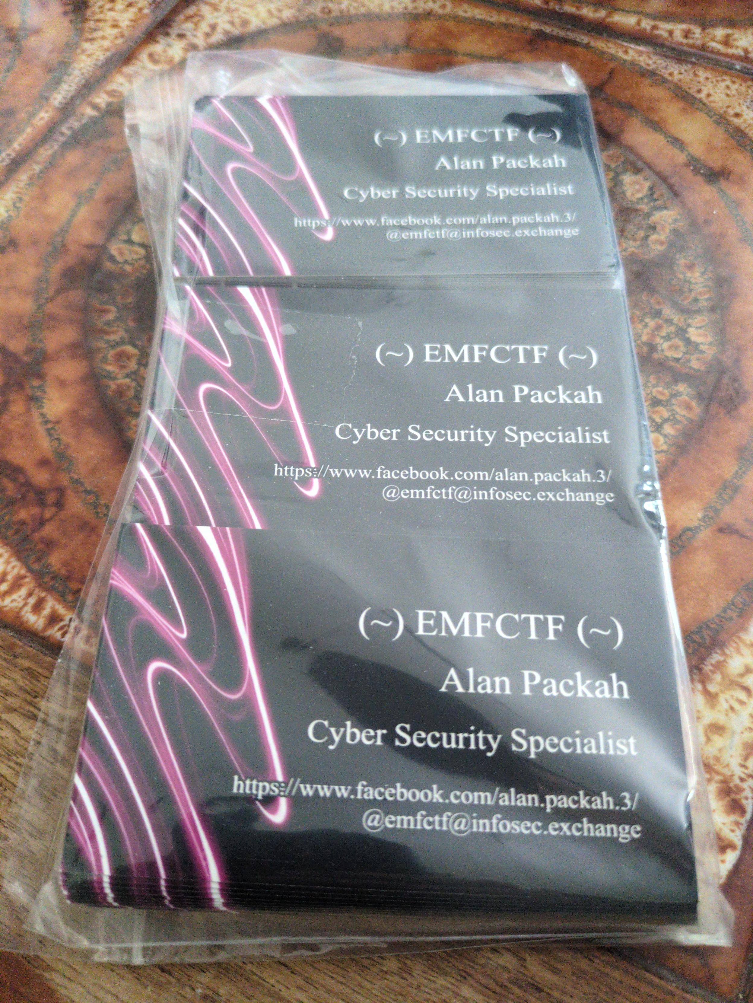Alan Packah business cards...