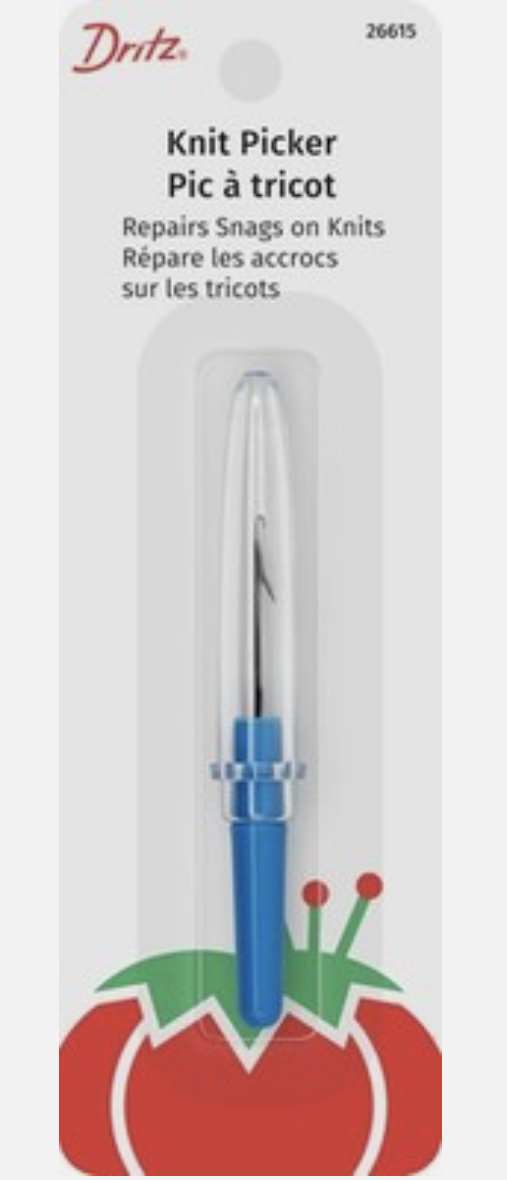 A knit picker, made by dritz. 

It’s a tool made to pull snagged knit stitches to the inside of fabric where they’re no longer as visible. It looks like a tiny latch hook.