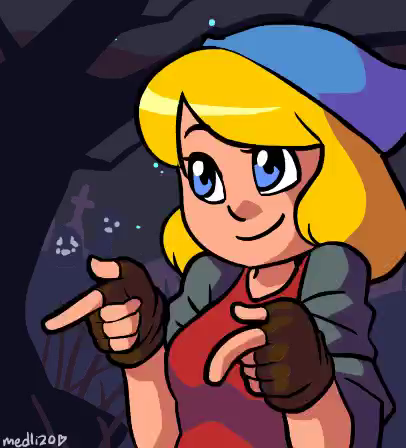 GIF by medlizo of the character from Crypt of the Necromancer dancing and shaking her butt while bats, skeletons, and ghouls dance in the background