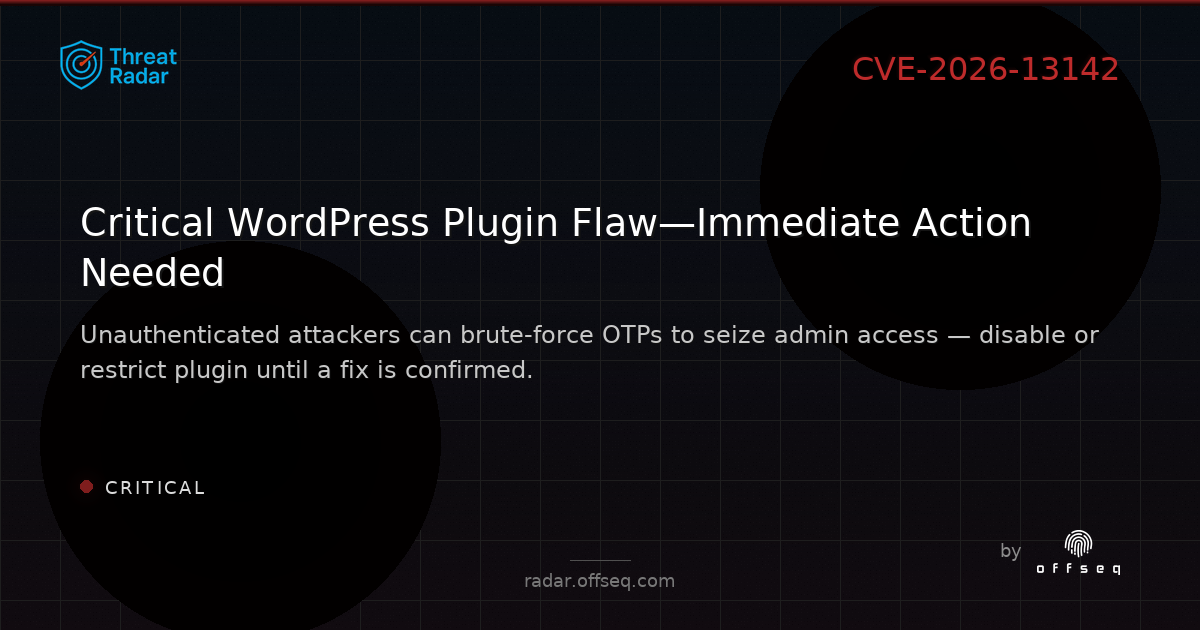 Critical threat: CVE-2026-13142: CWE-269 Improper Privilege Management in Social Login, Passkeys, Magic Link & Email
